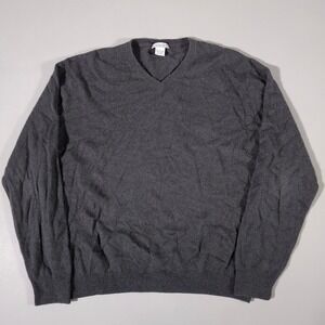 Oliver Perry Sweater Mens L Gray 100% Cashmere V-Neck Long Sleeve Knit‎ Pullover